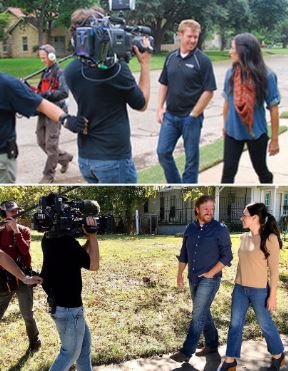 Chip Gaines and Magnolia in 2012 while filming their pilot and then in 2017 during the last episode of Fixer Upper